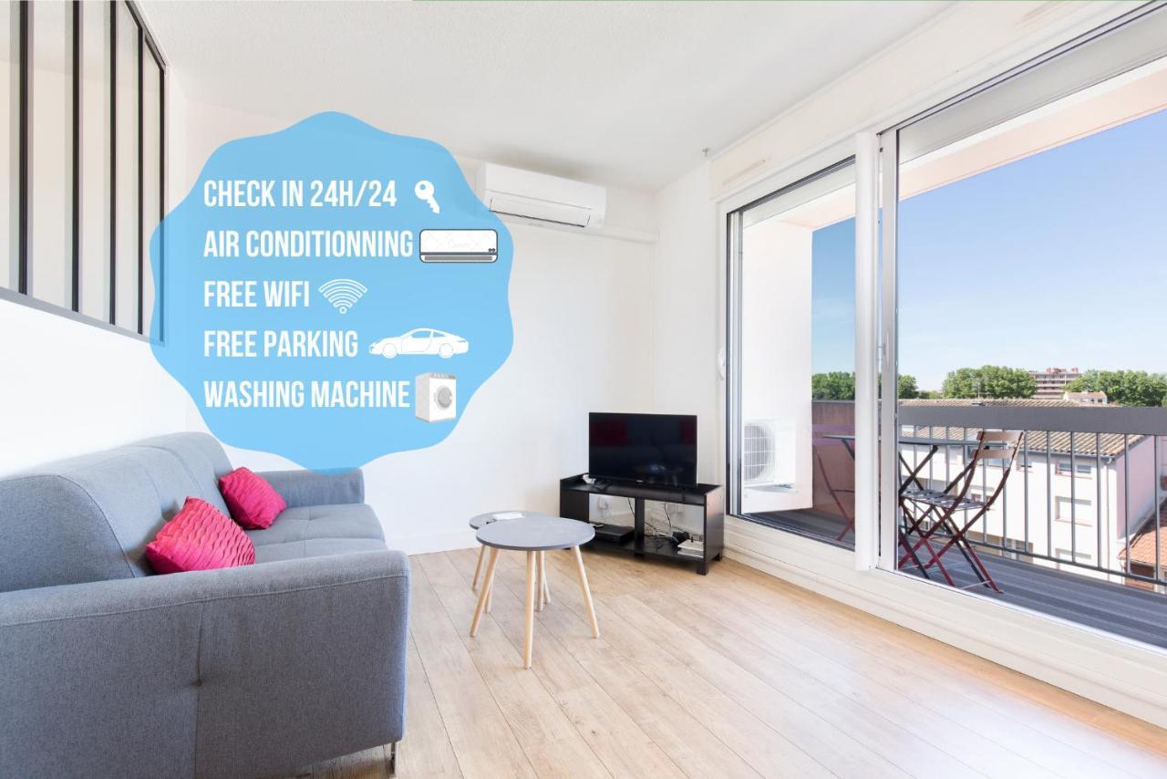 Appartement Cosy Tout Confort - Climatisation, Balcon, Wifi - Proche Airbus, Purpan, Aeroport, Stade Ernest Wallon Toulouse Eksteriør billede